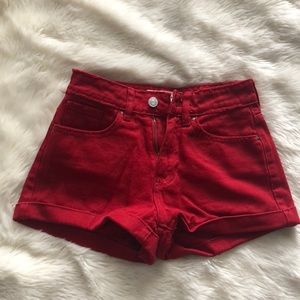 PACSUN RED MOM SHORTS